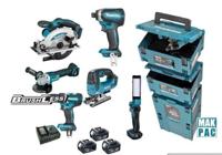 Makita dlx8100j | combiset 18v | ddf484 + dtd153 + dga504 + dhs660 + djv182 | incl. accu's en lader dlx8100j - thumbnail