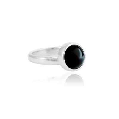 Verstelbare Zilveren Ring Plata Edelsteen Obsidiaan (Sterling Zilver 925)