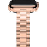 By Qubix - Stalen slim fit schakelband - Rosé goud - Compatible met Apple watch 38mm / 40mm / 41mm / 42mm - Compatible Apple watch bandjes - thumbnail