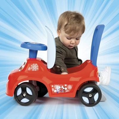 Smoby - 2 in 1 kinderautodrager - Spidey - Doos onder het zadel + claxon - Vanaf 10 maanden - Made in France