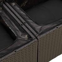9-delige Loungeset met kussens poly rattan zwart - thumbnail