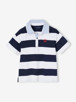 Gestreepte polo met dubbele kraag blauw, gestreept