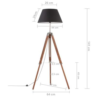 VidaXL Vloerlamp driepoot 141 cm massief teakhout honingbruin en zwart VidaXL Vloerlamp driepoot 141 cm massief teakhout honingbruin en zwart