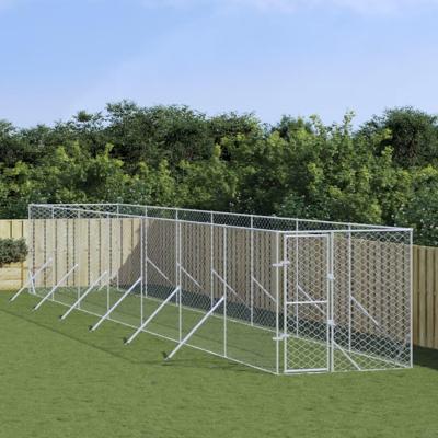 Hondenkennel voor buiten 2x14x2 m gegalvaniseerd staal zilver