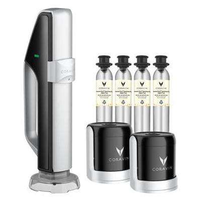 Coravin Sparkling wijnbewaarsysteem zwart - inclusief charger, 2 stoppen, 4 CO₂-capsules & flessenhoes - behoudt bubbels tot 4 weken