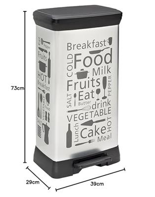 Curver 205873 Décor Keuken Rechthoekige Pedaalemmer Polypropyleen Zilver 39 x 29 x 73 cm...