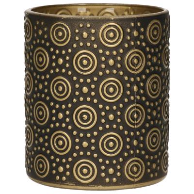 Theelichth rond Hailey L zwart/goud