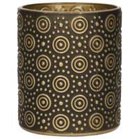 Theelichth rond Hailey L zwart/goud - thumbnail