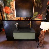 Badkamermeubelset Mondiaz Erin 80 cm met 1 Lade met RIDGE Wastafel Midden Urban met 1 kraangat Greeploos Mat Army - thumbnail