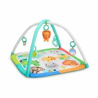BRIGHT STARTS Opvouwbare baby-activiteitenmat - Jungleblauw - Boog met sensorisch en muzikaal speelgoed, spiegel - thumbnail