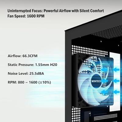 Montech GF120 PWM ARGB 3-Pack 120mm Zwart