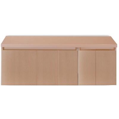 Frozen 3D Badmeubelset 120 cm - Greeplijst in Kleur - Wastafel Onderkast met Bovenblad Peach