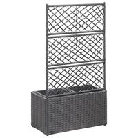 VidaXL Latwerkplantenbak verhoogd met potten 58x30x107 cm rattan zwart - thumbnail