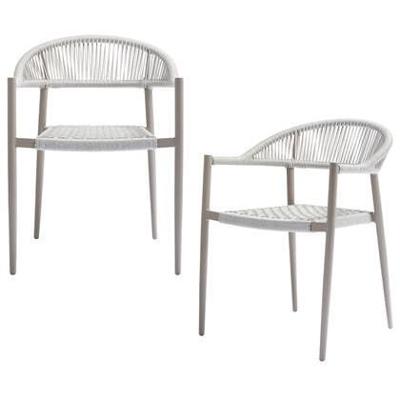 Exotan - Set van 2 - Yellow eetstoel touw|aluminium lichtgrijs Exotan - Set van 2 - Yellow eetstoel touw|aluminium lichtgrijs