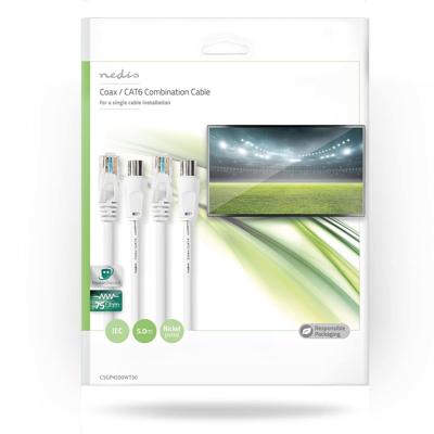 Coax- / CAT6-Combinatiekabel | Met Connectoren | 5,0 m