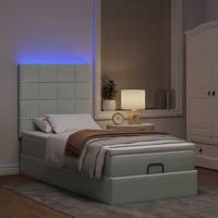 vidaXL Ottoman bed met matrassen en LED's 90x200cm fluweel lichtgrijs, bedframe, ottoman bedframe, bedframe met opbergruimte onder het bed - thumbnail