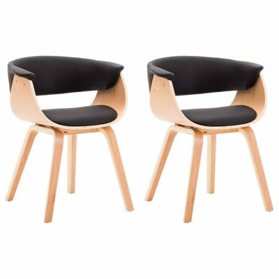 Eetkamerstoelen 2 st gebogen hout en kunstleer