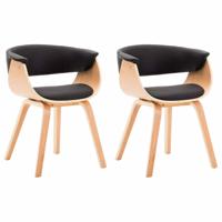 Eetkamerstoelen 2 st gebogen hout en kunstleer - thumbnail