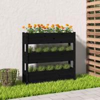 VidaXL Plantenbak 112x25x104,5 cm massief grenenhout zwart - thumbnail