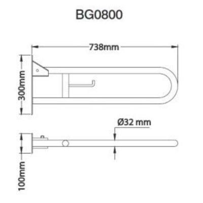 Mediqo-line MediQo-line swing up bar 800mm BG0800CS - RVS