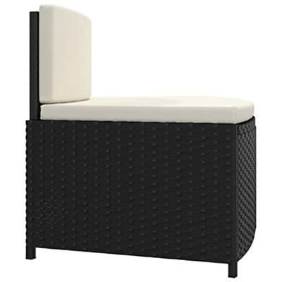 Spa-bankjes met kussens 2 st poly rattan zwart - thumbnail