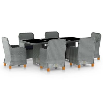 7-delige Tuinset met kussens poly rattan lichtgrijs