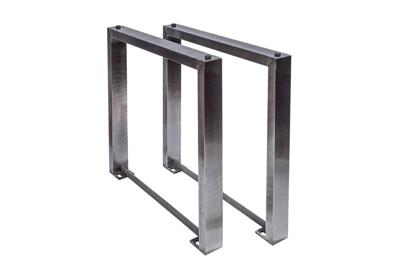 Set van 2 tafelonderstellen U-FRAME 80cm geborsteld roestvrij staal matte tafelpoten onderschuif eettafel - 38794