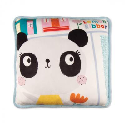 Lemon Ribbon kussen junior 35 x 35 cm polyester wit/geel