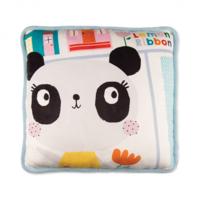 Lemon Ribbon kussen junior 35 x 35 cm polyester wit/geel - thumbnail