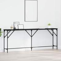 Wandtafel Zwart eiken 200 x 29 x 75 cm Gelaagd hout en metaal - thumbnail