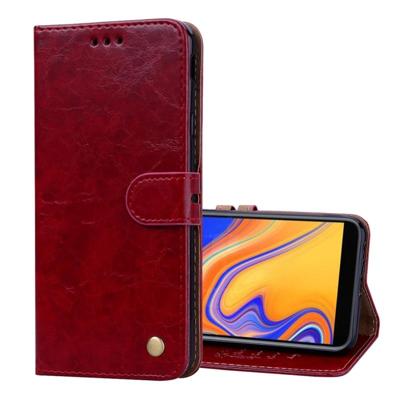 Business stijl olie Wax textuur horizontale Flip lederen case voor Galaxy J4 + met houder & kaartsleuven & portemonnee (rood)