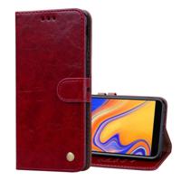 Business stijl olie Wax textuur horizontale Flip lederen case voor Galaxy J4 + met houder & kaartsleuven & portemonnee (rood) - thumbnail