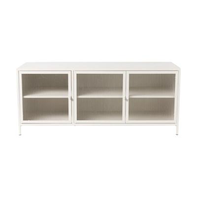 Dressoir Luca met geribbeld glazen deurtjes - offwhite - 50x120x42 cm