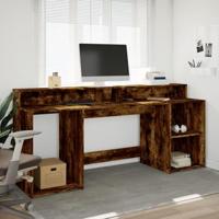 Bureau met LED-verlichting 200x55x91 cm hout gerookt eikenkleur - thumbnail