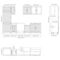 8-delige Keukenkastenset Kalmar bewerkt hout oud houtkleurig - thumbnail