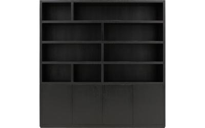 Goossens Buffetkast Barcelona, 4 deuren 9 open vakken, zwart eiken, 208 x 212 x 45 cm, stijlvol landelijk Goossens Buffetkast Barcelona, 4 deuren 9 open vakken, zwart eiken, 208 x 212 x 45 cm, stijlvol landelijk