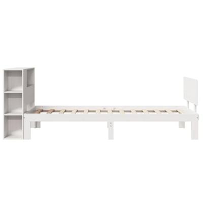 Bed met boekenkast zonder matras grenenhout wit 90x190 cm