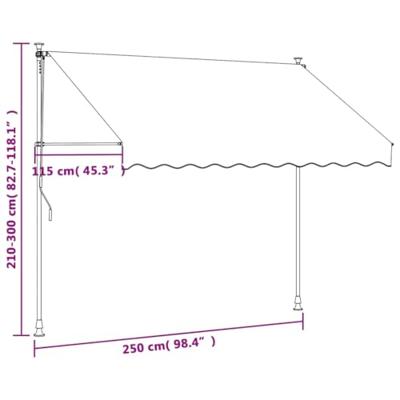VidaXL Luifel uittrekbaar 250x150 cm stof en staal crèmekleurig - thumbnail