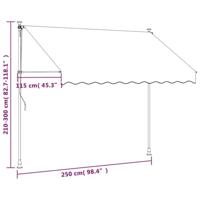VidaXL Luifel uittrekbaar 250x150 cm stof en staal crèmekleurig - thumbnail