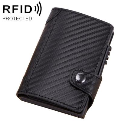 X-51 automatisch Uitvouwkaart type anti-magnetische RFID anti-diefstal PU lederen portemonnee met kaartsleuven (Carbon Fiber zwart)