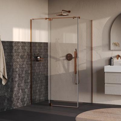 BRAUER Stellar douchecabine met draaideur helder glas 120x80x200 omkeerbaar incl. glascoating PVD koper geborsteld BRAUER Stellar douchecabine met draaideur helder glas 120x80x200 omkeerbaar incl. glascoating PVD koper geborsteld