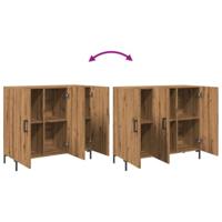 Dressoir 90x34x80 cm bewerkt hout artisanaal eikenkleurig - thumbnail