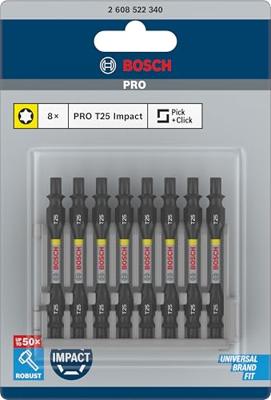 Bosch Accessoires Schroefbit tweezijdig Impact Control T25, 65 mm 8x - 2608522340 Bosch Accessoires Schroefbit tweezijdig Impact Control T25, 65 mm 8x - 2608522340