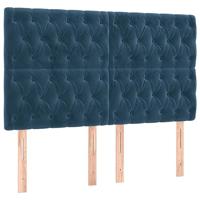Boxspring met matras fluweel donkerblauw 160x200 cm - thumbnail