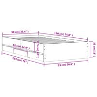 Bedframe met lades bewerkt hout zwart 90x190 cm - thumbnail