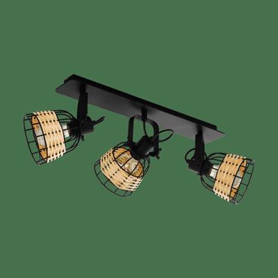 Eglo 3-lichts plafondlampAnwick 1 met rotan - 43326