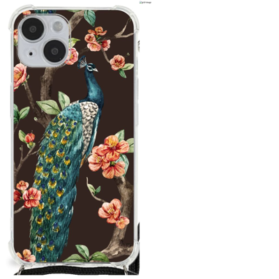 iPhone 14 Plus Case Anti-shock Pauw met Bloemen