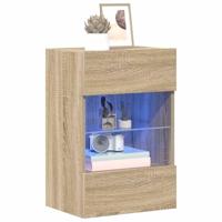 Wandkasten met LED-verlichting voor tv 2 st 40x30x60,5 cm sonoma eikenkleurig - thumbnail