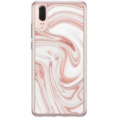 Huawei P20 siliconen hoesje - Drama peach marble