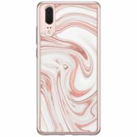 Huawei P20 siliconen hoesje - Drama peach marble - thumbnail